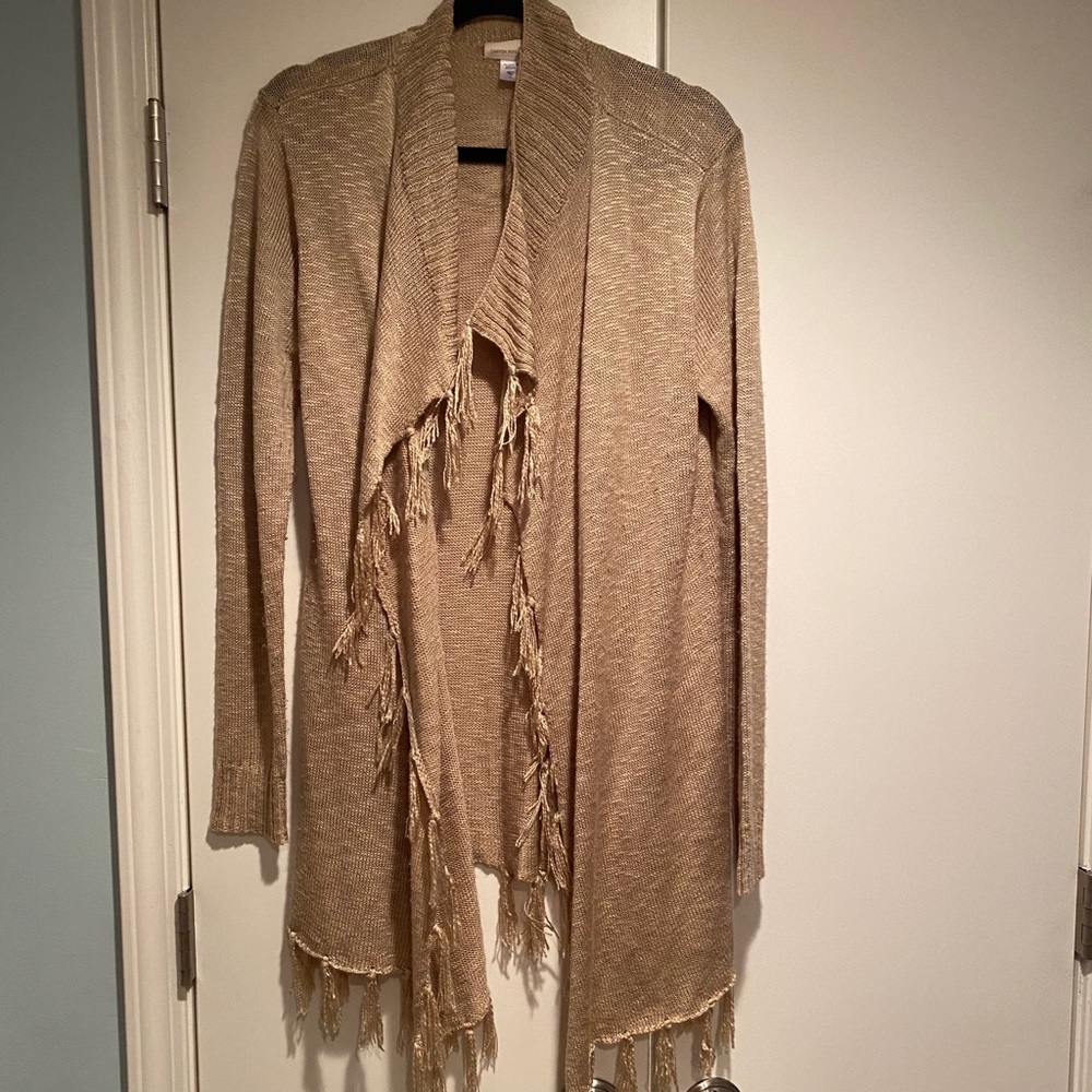 Tan fringe cardigan